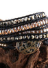 Boho Bracelet, RH 5 Layers Leather Wrap Bracelet, Natural Stones, Rose Quarts Silver